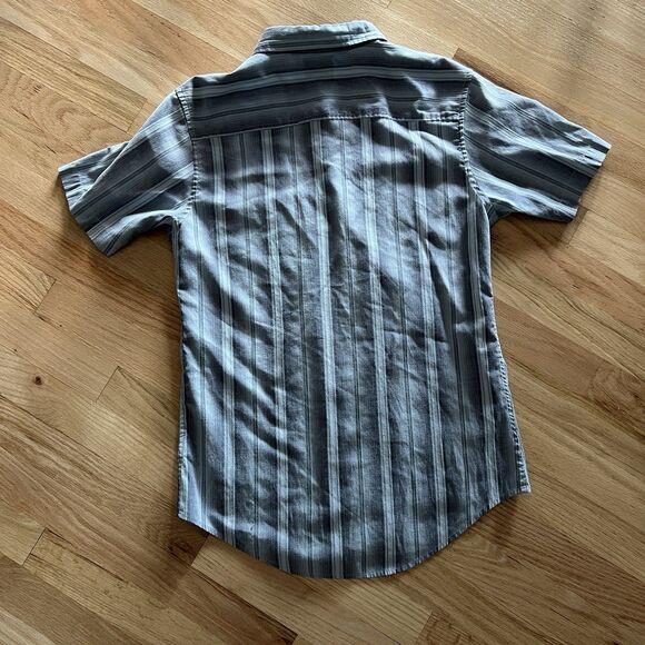 Y2K Vintage Anchor Blue Button Up Short Sleeve striped Shirt Blue Size small - Picture 5 of 5